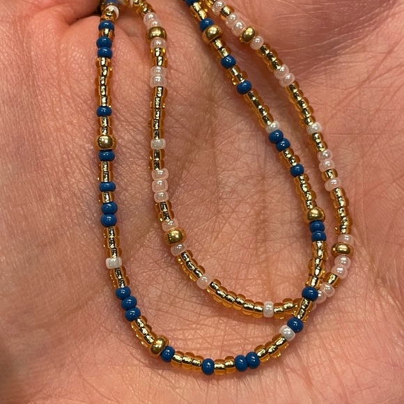 dainty blue & gold and pink & gold bracelet set - Picture 2 of 2